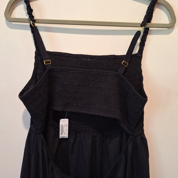 NWT La Vie En Rose Black Smocked Bust, Open Back Lightweight Maxi Dress Sz Large - Picture 5 of 13